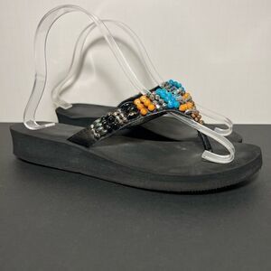 Womens Embellished T Strap Flip Flip Sandals / Size 9.5